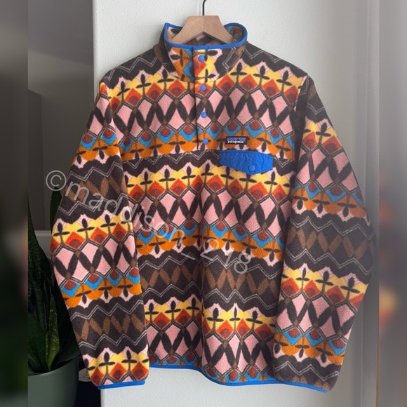 Patagonia Synchilla Snap-T Fleece Large Companions Big Anthos Pink Brown L - Picture 4 of 8